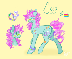 Size: 1888x1564 | Tagged: safe, artist:glicerynaa, imported from derpibooru, oc, oc only, oc:arlo, earth pony, pony, bracelet, jewelry, male, reference sheet, solo
