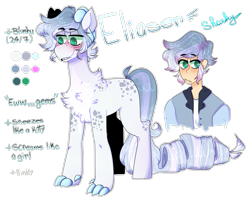 Size: 1243x996 | Tagged: safe, artist:sugarysharky, imported from derpibooru, oc, oc only, oc:eliaser, dracony, dragon, human, hybrid, pony, blushing, humanized, humanized oc, interspecies offspring, male, offspring, parent:rarity, parent:spike, parents:sparity, reference sheet, solo