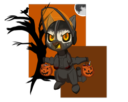 Size: 1500x1200 | Tagged: safe, artist:andromailus, oc, oc only, original species, plane pony, pony, a-10 thunderbolt ii, candy, clothes, costume, fake blood, food, halloween, halloween costume, holiday, looking at you, moon, plane, sharp teeth, teeth