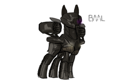 Size: 1500x1000 | Tagged: safe, artist:andromailus, oc, oc only, pony, robot, robot pony, drone, ghost recon breakpoint, open mouth, simple background, solo, weapon, white background