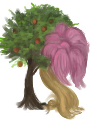 Size: 450x500 | Tagged: safe, imported from derpibooru, bloomberg, fluttershy, crack shipping, dendrification, fluttertree, inanimate tf, leafing the dream, shipping, simple background, tree, white background