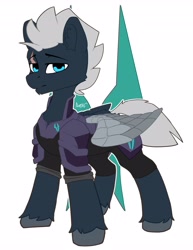 Size: 3170x4096 | Tagged: safe, artist:avery-valentine, imported from derpibooru, oc, oc only, oc:platinum shadow, pegasus, pony, armor, high res, male, metal, pegasus oc, stallion, storm king's emblem, wings