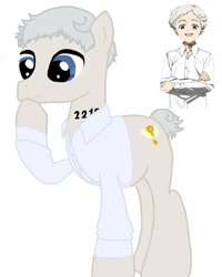 Size: 1080x1350 | Tagged: safe, artist:ponyrefaa, imported from derpibooru, earth pony, human, pony, bust, clothes, crossover, duo, male, ponified, raised hoof, simple background, stallion, white background
