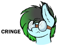 Size: 2019x1445 | Tagged: safe, artist:aaathebap, imported from derpibooru, oc, oc only, oc:gryph xander, pony, cringing, disgusted, goggles, solo