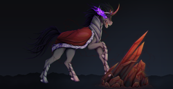 Size: 3198x1640 | Tagged: safe, artist:cricket, artist:crypkit, imported from derpibooru, king sombra, pony, umbrum, unicorn, commission, commissioner:reversalmushroom, crystal, fangs, high res, jewelry, male, regalia, solo, sombra eyes, stallion