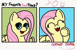 Size: 1659x1083 | Tagged: safe, artist:melodysketch, imported from derpibooru, fluttershy, pegasus, pony, ^w^, comic, cute, daaaaaaaaaaaw, fluttershy day, happy, no shading, pointing at you, shyabetes, simple background, solo, text, wholesome