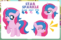 Size: 4000x2661 | Tagged: safe, artist:jennieoo, imported from derpibooru, oc, oc only, oc:star sparkle, pony, unicorn, angry, blushing, clothes, dress, female, filly, foal, gala dress, happy, high res, horn, looking at you, one eye closed, puffy cheeks, reference, reference sheet, show accurate, smiling, solo, tongue out, unicorn oc, vector, wink, winking at you