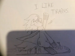 Size: 2592x1936 | Tagged: safe, artist:lk-web, imported from derpibooru, oc, asdfmovie, i like trains, traditional art, train