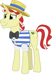 Size: 709x1024 | Tagged: safe, artist:elizalikesapplejuice, imported from derpibooru, flim, pony, unicorn, bowtie, clothes, cutie mark, hat, male, shirt, simple background, solo, vector, white background