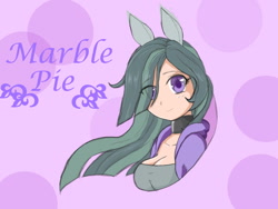 Size: 1440x1080 | Tagged: safe, artist:a.s.e, imported from derpibooru, marble pie, human, anime, breasts, busty marble pie, cleavage, clothes, cute, eye clipping through hair, female, happy, humanized, looking at you, marblebetes, solo