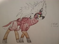 Size: 4096x3072 | Tagged: safe, artist:theironwolf45, imported from derpibooru, oc, oc:ozula, deer, elk, them's fightin' herds, antlers, buck, cloven hooves, colored pencil drawing, community related, legendary animal, male, prehistoric, red dead redemption 2, sinomegaceros, tfh oc, traditional art