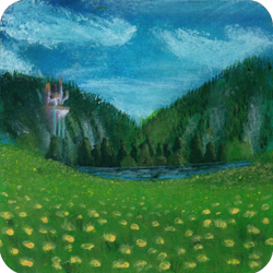 Size: 1000x999 | Tagged: safe, artist:sa1ntmax, imported from derpibooru, background, canterlot, field, forest, lake, no pony, scenery, traditional art