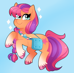 Size: 2412x2406 | Tagged: safe, artist:emera33, imported from derpibooru, imported from ponybooru, sunny starscout, earth pony, pony, button, cloven hooves, female, g5, headcanon, high res, lesbian pride flag, lgbt headcanon, mare, nonbinary pride flag, pride, pride flag, satchel, sexuality headcanon, smiling, solo, sparkles