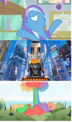 Size: 1280x2154 | Tagged: safe, artist:mblairll, edit, edited screencap, imported from derpibooru, screencap, trixie, pony, unicorn, a horse shoe-in, lesson zero, atomic rainboom, explosion, female, mare, meme, solo, wreck-it ralph