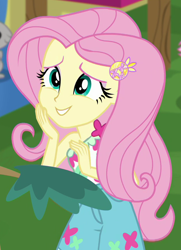 Size: 634x876 | Tagged: safe, imported from derpibooru, screencap, fluttershy, equestria girls, equestria girls series, spring breakdown, spoiler:eqg series (season 2), cropped, cute, shyabetes, sleeveless, solo