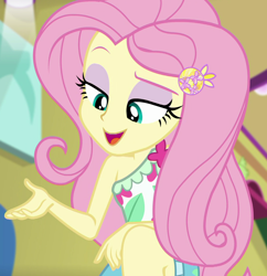 Size: 1044x1080 | Tagged: safe, imported from derpibooru, screencap, fluttershy, equestria girls, equestria girls series, spring breakdown, spoiler:eqg series (season 2), cropped, cute, eyeshadow, makeup, shyabetes, sleeveless, solo