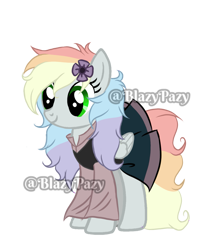 Size: 1003x1200 | Tagged: safe, artist:blazyplazy, imported from derpibooru, oc, pegasus, pony, disabled, flower, fluffy, mlpoc, outfit, solo