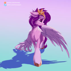 Size: 2048x2048 | Tagged: safe, artist:foxnose, imported from derpibooru, pipp petals, pegasus, pony, adorapipp, chest fluff, cute, ear fluff, female, floppy ears, g5, gradient background, grooming, high res, hoof fluff, licking, mare, meta, patreon, patreon logo, pipp, preening, shadow, simple background, solo, tongue out, unshorn fetlocks, wings