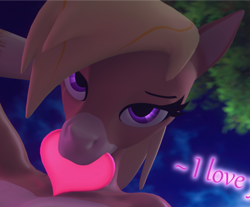Size: 953x788 | Tagged: safe, artist:loveslove, imported from derpibooru, oc, oc only, oc:nikytaequeen, anthro, 3d, bedroom eyes, commissioner:nickyequeen, cropped, female, heart, mouth hold, profile picture, solo