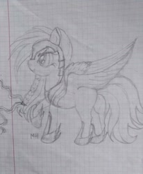 Size: 845x1024 | Tagged: safe, artist:maryhoovesfield, imported from derpibooru, oc, oc only, pegasus, pony, braid, eyelashes, helmet, hoof shoes, lineart, pegasus oc, signature, solo, traditional art, wings