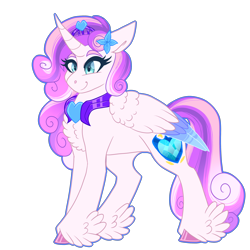 Size: 3000x3000 | Tagged: safe, artist:gingygin, imported from derpibooru, princess flurry heart, alicorn, pony, chest fluff, colored wings, colored wingtips, feathered fetlocks, female, flower, flower in hair, high res, jewelry, mare, necklace, older, older flurry heart, simple background, solo, transparent background, wings