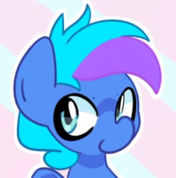 Size: 939x949 | Tagged: safe, artist:kindakismet, imported from derpibooru, oc, oc only, oc:azul skies, oc:azulean skies, earth pony, pony, looking at you, smiling, solo