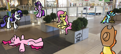 Size: 4000x1800 | Tagged: safe, artist:a-jaller, imported from derpibooru, applejack, fluttershy, pinkie pie, rainbow dash, rarity, twilight sparkle, earth pony, pegasus, pony, unicorn, irl, mane six, photo, ponies in real life, vomit, vomiting