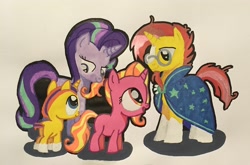 Size: 2962x1951 | Tagged: safe, artist:magicnova, derpibooru exclusive, imported from derpibooru, luster dawn, starlight glimmer, sunburst, oc, oc:starfire blaze, pony, unicorn, blaze (coat marking), brother and sister, cloak, clothes, coat markings, colt, facial markings, father and child, father and daughter, father and son, female, filly, filly luster dawn, glasses, like father like daughter, like father like son, like mother like daughter, like mother like son, like parent like child, luster dawn is starlight's and sunburst's daughter, male, mare, mother and child, mother and daughter, mother and son, offspring, parent:starlight glimmer, parent:sunburst, parents:starburst, robe, shipping, siblings, simple background, socks (coat markings), stallion, starburst, straight, sunburst's cloak, sunburst's glasses, traditional art, white background, young, younger