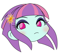 Size: 740x640 | Tagged: safe, alternate version, artist:batipin, imported from derpibooru, part of a set, sunny flare, equestria girls, head only, simple background, solo, transparent background