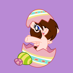 Size: 1378x1378 | Tagged: safe, artist:circuspaparazzi5678, imported from derpibooru, oc, oc only, oc:breanna, pegasus, pony, base used, easter, easter egg, holiday, ponysona, solo