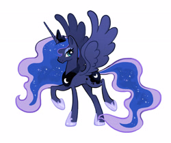 Size: 2953x2479 | Tagged: safe, artist:tingyo, imported from derpibooru, part of a set, princess luna, alicorn, pony, female, mare, raised hoof, simple background, smiling, solo, white background