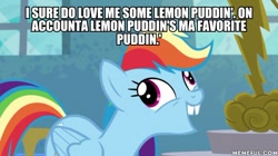 Size: 600x337 | Tagged: safe, edit, edited screencap, imported from derpibooru, screencap, rainbow dash, newbie dash, caption, catchphrase, forthright filly, hey arnold, image macro, stinky peterson, text