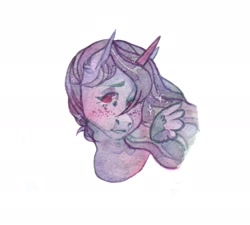 Size: 2397x2160 | Tagged: safe, artist:soudooku, imported from derpibooru, oc, oc only, alicorn, pony, bust, high res, portrait, solo, traditional art, watercolor painting