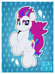 Size: 3000x4000 | Tagged: safe, artist:partylikeanartist, imported from derpibooru, zipp storm, pegasus, pony, spoiler:g5, abstract background, eyebrows, female, flying, frog (hoof), g5, high res, mare, smiling, solo, underhoof, wings