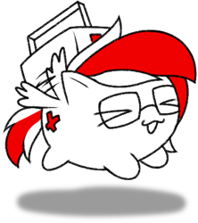 Size: 350x394 | Tagged: safe, imported from derpibooru, oc, oc only, oc:red cross, pegasus, :3, blob ponies, carrying, glasses, medic, medkit, shadow, simple background, solo, transparent background