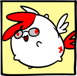 Size: 631x625 | Tagged: safe, artist:carbot, imported from derpibooru, oc, oc only, oc:red cross, pegasus, blob ponies, hair over one eye