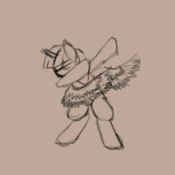 Size: 2048x2048 | Tagged: safe, artist:gangrene, imported from derpibooru, twilight sparkle, alicorn, pony, bipedal, dab, female, high res, horn, mare, missing cutie mark, monochrome, no tail, simple background, sketch, solo, twilight sparkle (alicorn), wings