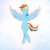 Size: 3000x3000 | Tagged: safe, artist:apple joy, artist:melody joy, imported from derpibooru, rainbow dash, pegasus, pony, abstract background, eyes closed, female, flying, high res, mare, smiling, solo, wings