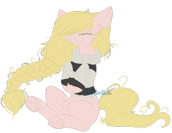 Size: 2645x2040 | Tagged: safe, artist:mediasmile666, imported from derpibooru, oc, oc only, earth pony, pony, braid, clothes, eyes closed, female, high res, mare, simple background, solo, sweater, transparent background