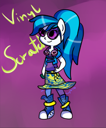 Size: 2236x2683 | Tagged: safe, artist:magiak416, imported from derpibooru, dj pon-3, vinyl scratch, equestria girls, alternate hairstyle, ambiguous facial structure, clothes, female, headphones, high res, pony ears, ponytail, solo