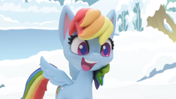 Size: 1920x1080 | Tagged: safe, imported from derpibooru, screencap, rainbow dash, pegasus, pony, my little pony: stop motion short, snow pony contest (short), cute, dashabetes, female, open mouth, smiling, solo, stop motion