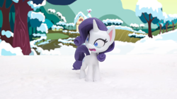 Size: 1920x1080 | Tagged: safe, imported from derpibooru, screencap, rarity, pony, unicorn, my little pony: stop motion short, snowball fight (short), female, open mouth, shocked, snow, solo, stop motion