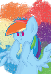 Size: 350x500 | Tagged: safe, artist:twistare, imported from derpibooru, rainbow dash, pegasus, pony, abstract background, c:, dot eyes, female, mare, smiling, solo