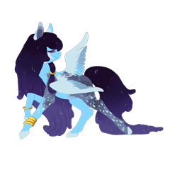 Size: 2300x2300 | Tagged: safe, artist:lavvythejackalope, imported from derpibooru, oc, oc only, pegasus, pony, ethereal mane, high res, looking back, pegasus oc, simple background, solo, starry mane, transparent background, wings