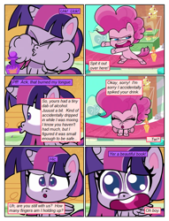 Size: 612x802 | Tagged: safe, artist:newbiespud, artist:winged cat, edit, edited screencap, imported from derpibooru, screencap, pinkie pie, twilight sparkle, alicorn, earth pony, pony, comic:friendship is dragons, my little pony: pony life, princess probz, spoiler:pony life s01e01, :d, bipedal, collaboration, comic, confused, dialogue, eyelashes, eyes closed, female, g4.5, horn, mare, open mouth, pony life, potion, screencap comic, twilight sparkle (alicorn), wings