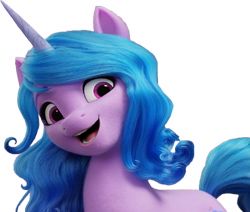 Size: 1075x911 | Tagged: safe, imported from derpibooru, screencap, izzy moonbow, pony, unicorn, female, g5, looking at you, mare, open mouth, simple background, smiling, solo, transparent background