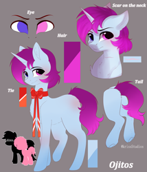 Size: 2737x3200 | Tagged: safe, artist:krissstudios, imported from derpibooru, oc, oc only, oc:ojitos, pony, unicorn, butt, heterochromia, high res, male, plot, reference sheet, solo, stallion