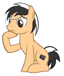 Size: 5976x7090 | Tagged: safe, artist:strategypony, imported from derpibooru, oc, oc only, oc:lancer, absurd resolution, glasses, male, sitting, stallion, thinking, two toned mane