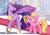 Size: 3541x2508 | Tagged: safe, artist:ali-selle, imported from derpibooru, luster dawn, twilight sparkle, alicorn, pony, the last problem, alicornified, crown, future, high res, jewelry, lustercorn, older, older twilight, palace, princess, princess twilight 2.0, race swap, regalia, royalty, smiley face, smiling, twilight sparkle (alicorn), wings, worried