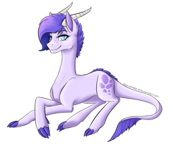 Size: 1375x1141 | Tagged: safe, artist:rascal4488, imported from derpibooru, oc, oc only, oc:crystal clarity, dracony, dragon, hybrid, pony, kilalaverse, crossed legs, female, interspecies offspring, lidded eyes, lying down, offspring, parent:rarity, parent:spike, parents:sparity, prone, simple background, solo, transparent background